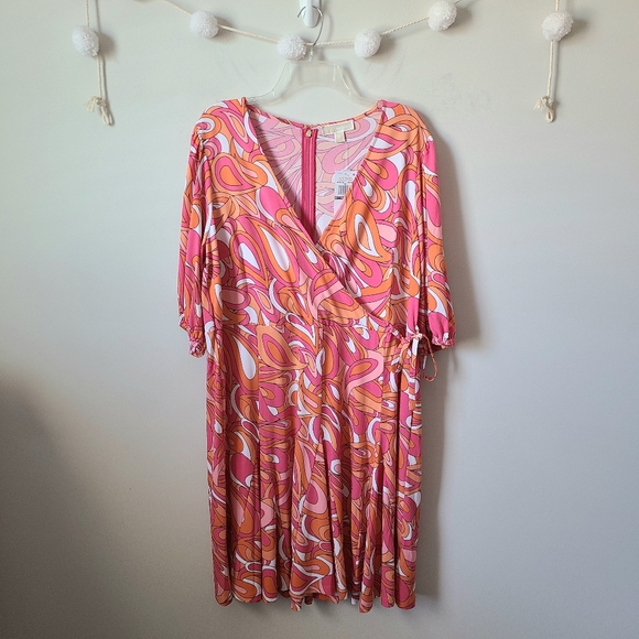 Michael Kors Pink Paisley Print Surplice Dress Size 1X - Picture 1 of 10